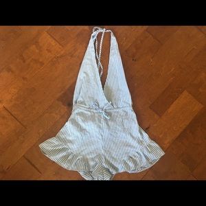 Halter Pinstripe Romper